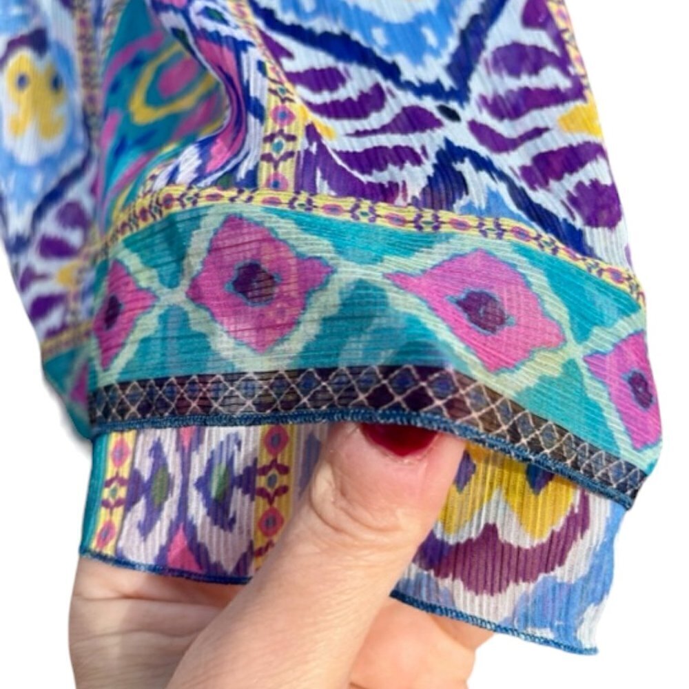 ZARA 2 Piece Set Aztec Print Short Skirt Halter Neck Top Boho Royal Blue/Multi S - Picture 4 of 16